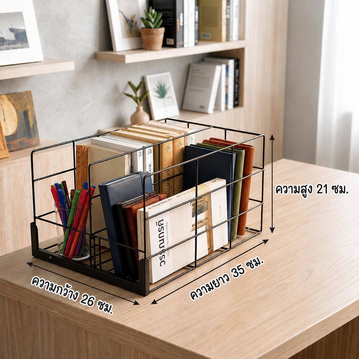 ตะกร้าใส่ของ KEFVA ขนาด 35X26X21 ซม. สีขาว_4